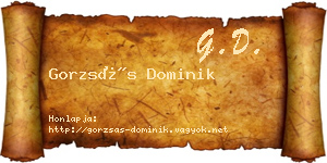 Gorzsás Dominik névjegykártya